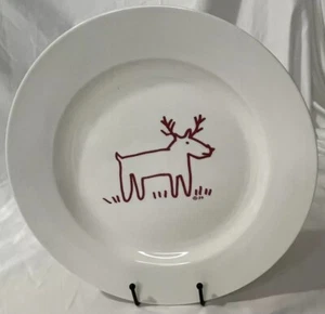 Crate And Barrel Reindeer Plate Dish Platter 12” TRISH RICHMAN Holiday - Picture 1 of 10