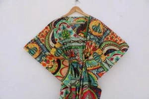 Cotton Long Kaftan Floral Printed ,Party Wear Dress Indian Tunic Summer Cloth - Picture 1 of 4