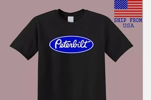 Peterbilt Truck Car Trucker Blue Men_s Black T-Shirt Size S-5XL - Picture 1 of 6