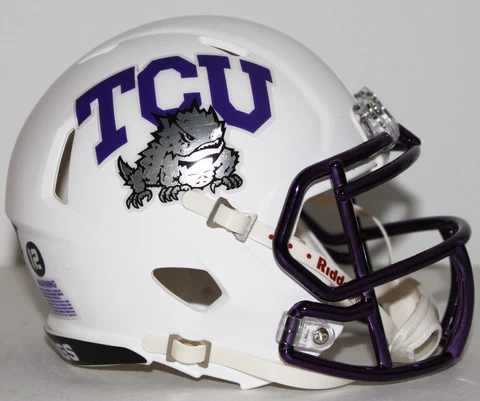 2022 TCU Texas Christian Horned Frogs Custom Riddell Mini Helmet vs Baylor Cover