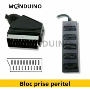 BLOC PÉRITEL 3 AU 5 PRISES 21 - CÂBLE PÉRITEL 21 BROCHES AVEC ADAPTATEUR MÂLE - Picture 1 of 5