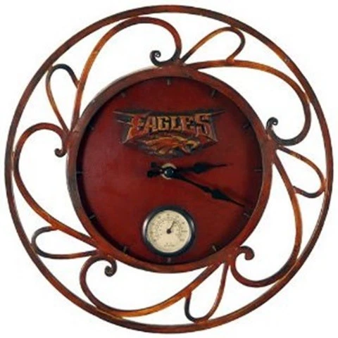 PHILADELPHIA EAGLES FOOTBALL Round Clock Thermometer METAL FRAME NFL LIC NEW Cover