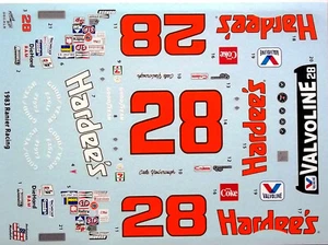 CALCOMANÍA NASCAR #28 HARDEE'S 1983 PONTIAC LEMANS CALE YARBROUGH DAYTONA GANADOR 1/24 - Imagen 1 de 4