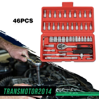 1/4" Ratchet Wrench Combination Socket Tool Set Kit Auto Car Repair Tool 46PCS - Image 1 of 4