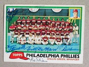 1981 Topps #682 Phillies 7 Signed Team Card Bowa, DeMars, Starrette, Smith Auto - Picture 1 of 3
