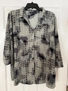 Blusa Club Z Collection Gris Estampado Mangas 3/4 con Botones - Imagen 1 de 2