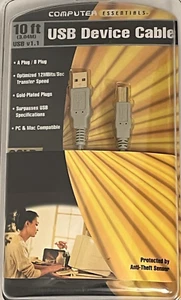 USB Type A to B Male Cable for Computer Printer Scanner Fax PC Connect Cord - Picture 1 of 12