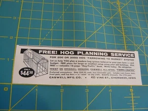 The Farm QRTLY -ADS -SUMMER 1961-HOG FAROWING Crate Caswell Mfg / Cherokee, IOWA - Bild 1 von 1