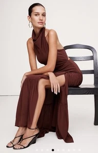 Banana Republic Matte Silk Halter Backless Maxi Dress Size 8 NWT RT$300 - Picture 1 of 9
