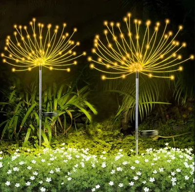 2PC Garden Solar Firework Lights Sparklers Outdoor Waterproof LED Lights Decor - Image 1 of 4
