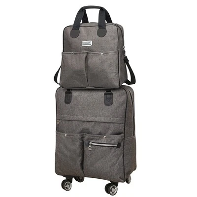 2 peças bolsa de transporte com rodas para baixo carrinho giratório bolsa de viagem rolante - Imagem 1 de 4
