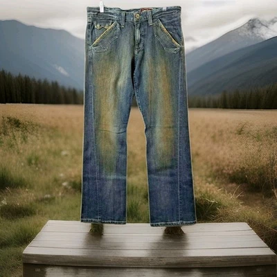 Pantalones de mezclilla azules desgastados Howe The Dean Factory para hombre 34 x 35 Foto 1 de 4