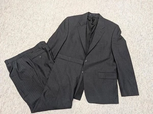 vintage RALPH LAUREN charcoal gray 2PC wool suit 42R 36x32 pinstriped - Picture 1 of 12