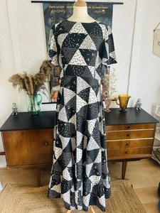 70s Cotton Boho Maxi Dress Ruffle Hem And Puff Sleeves Size 16 Vintage 1970’s - Picture 1 of 10