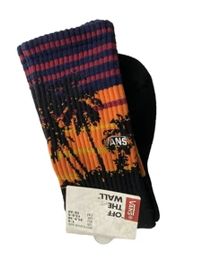 Vans "off the wall" Boys Black/Orange Crew Socks 1-Pair Size 1-6 - Picture 1 of 9