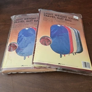2 x Vintage Travel Suit Bag 100% Nylon 40”x22”x5” Water Resistant Kmart Beige - Picture 1 of 4