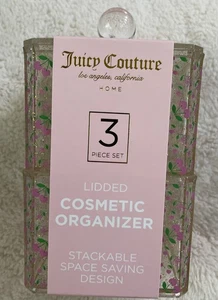 Juicy Couture Herz Kirsche Rosa Grün Gold Acryl Deckel Kosmetik Organizer - Bild 1 von 8
