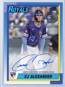 2025 Topps Update '90 Topps Autographs #90ACJA CJ Alexander Kansas City Royals - Picture 1 of 2