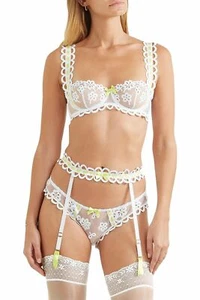 AGENT PROVOCATEUR RARE WHITE/LIME LAUREILE SUSPENDER SIZE AP 4 LARGE UK 12 BNWT - Picture 1 of 5