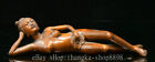 8" Old China Boxwood Handwork Palace Sleep Beauty Naked Woman Sculpture
