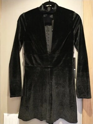 NUEVO CON ETIQUETAS MAMELUCO EXPRESS NEGRO CUELLO SIMULADO RECORTADO TERCIOPELO Talla XS Foto 1 de 4