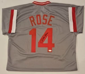 Pete Rose Signed Auto Cincinnati Reds Baseball Jersey MLB JSA Sticker - Grey - Picture 1 of 3