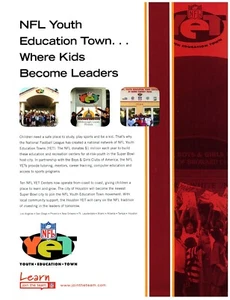 Anuncio impreso NFL YET 2004 Centers, educación juvenil hacia donde los niños se convierten en líderes - Imagen 1 de 1