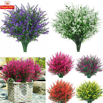 6 Bundles Artificial Flowers Plastic Fake Outdoor Plants Faux UV Resistant • 3.56£