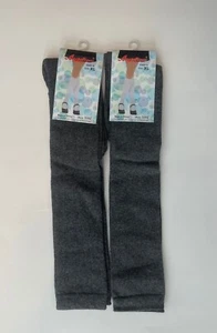 2 Pair Girls Gray Flat Knit Knee High School Socks size XL (fits shoe size 9-11) - Picture 1 of 2