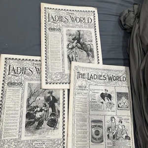 Vintage 1895 Addition Of The Ladies World Magazine Lot Of 3 Sept/Oct/Nov - Picture 1 of 20