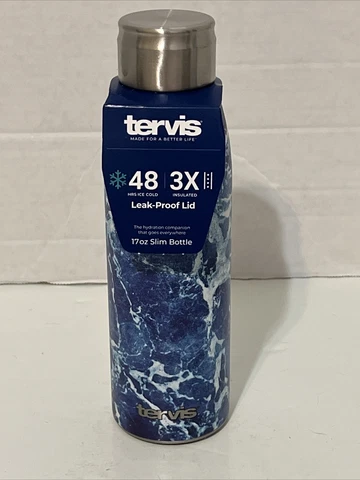 Tervis 17oz Stainless Steel Slim Bottle Water Aerial Insulated Triple Wall NEW Cover
