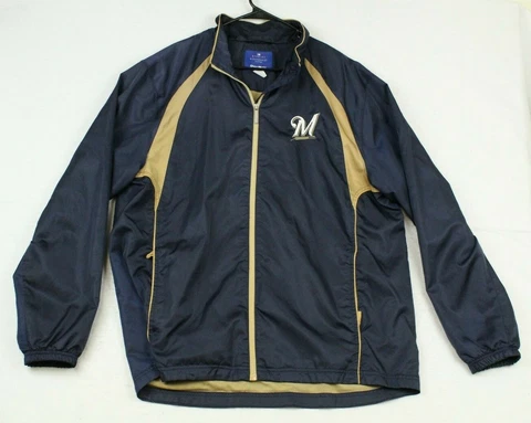 Reebok Milwaukee Brewers Jacket Men's XL Long Sleeve Loose pockets Full Zip MLB Cover