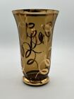 Vase en verre marron avec tourbillons dorés peints à la main