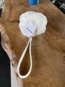 Free People Poof White Sm Wristlet Furry Furr NWT - Picture 1 of 9
