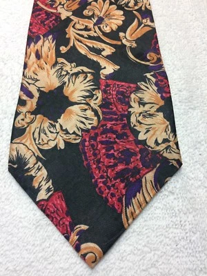 VENEZIA МУЖСКОЙ ГАЛСТУК ЧЕРНЫЙ С КРАСНЫЙ ФИОЛЕТОВЫЙ БЕЖЕВЫЙ ЖЕЛТОВАТО-КОРИЧНЕВЫЙ 3,75 X 61 - Изображение 1 из 4