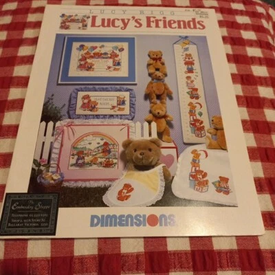 😇 Dimensions #166 Lucy Rigg Lucy's Friends Cross Stitch pattern vintage booklet - image 1 of 4