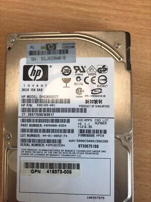 HP INVENT 36GB SAS Hard Drive - DH036BB977 - 430169-001 - Image 1 of 4