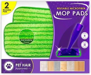 Reusable Floor Mop Pads - Swiffer Wet Jet Compatible Refills 2 Pack - Machine Wa - Picture 1 of 7