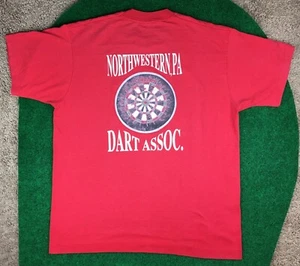 Vintage Northwestern Pennsylvania Dart Assoc. Back Print T-Shirt sz XL USA - Picture 1 of 10