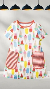 Mini Boden Girl's Short Sleeve Ice Cream Print Tunic in White (A Bit Defect) - Picture 1 of 2