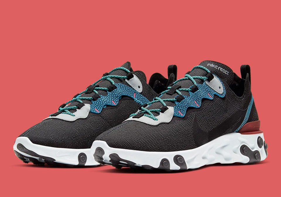 Nike Mens React Element 55 SE Anthracite Blue Fury Sneakers CD2153-001 Size 14 - Image 1 of 4