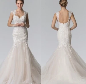Lace Mermaid Bridal Gown GL2367 NWT Ivory/Champagne Size XL New Fit And Flare - Picture 1 of 11
