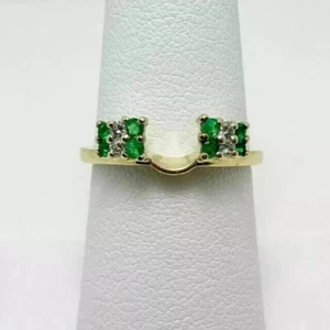1Ct Round Lab-created Emerald Enhancer Guard Wrap Ring 14K Yellow Gold Plated - Picture 1 of 4
