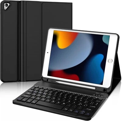 Housse Coque Et Clavier Bluetooth Pour Ipad 9 8 7 De 10,2” Air 3 Pro Noir - Photo 1/4