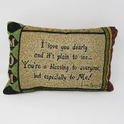 Mom Tapestry Throw Pillow Rectangular 12" x 8" I Love You Dearly Linda Spring - Image 1 of 4