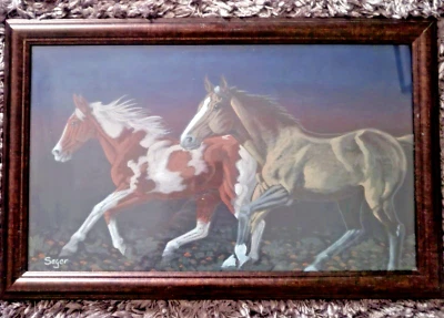 Pintura Caballos Artista Navajo David Seger Titulada “Running Wild” 14x22 (2015) Foto 1 de 4