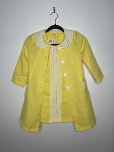 Vinatge 60s Girls Yellow Dress with Matching Jacket Outfit - Picture 1 of 6