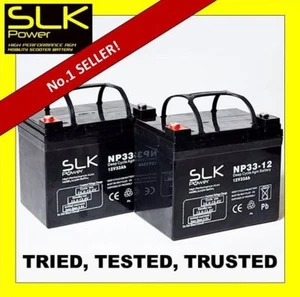 PAIR 12v) 33AH SLK POWER MOBILITY SCOOTER AGM BATTERIES AS 32AH 34AH 35AH 36AH - Picture 1 of 5