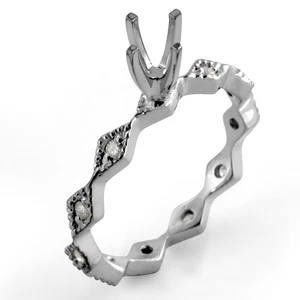 Anillo de compromiso de eternidad de diamantes redondos de 0,15 quilates de oro blanco de 14 k G - Imagen 1 de 2