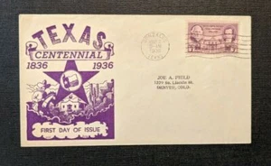 1936 Texas Centennial Gonzales TX FDC 776 10 Cover to Denver Colorado - Picture 1 of 2